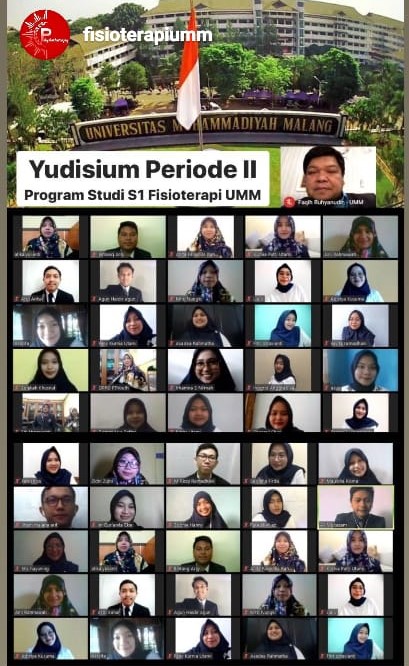 Peksanaan Yudisium Fisioterapi kali ini berbeda .dari biasanya karena dilaksanakan secara online sebab adanya pandemi. provider yang digunakan dalam yudisium online adalah menggunakan media google meet. dan juga disiarkan secara langsung via streaming youtube. walaupun secara online, yudisium dapat ditonton oleh orang tua, keluarga, dan teman-temannya. selain itu. yudisium kali ini tidak mengurangi kekhidmatan dalam pelaksanaannya pelaksanannya, para peserta tetp terharu biru dalam prosesi yang sakral itu.